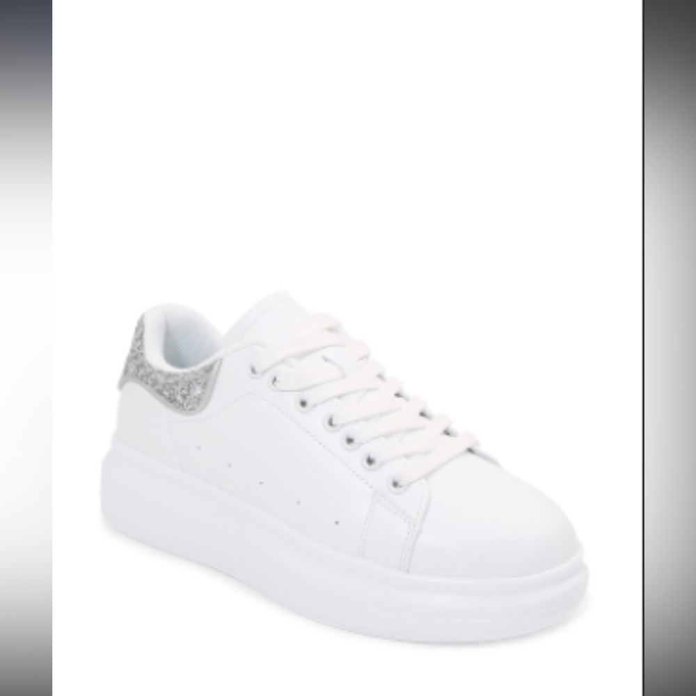 Berness White/Silver Glitter Platform Sneakers Gem